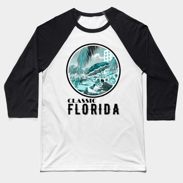 Classic Vintage Florida At hotel and Beach side Baseball T-Shirt by Joaddo